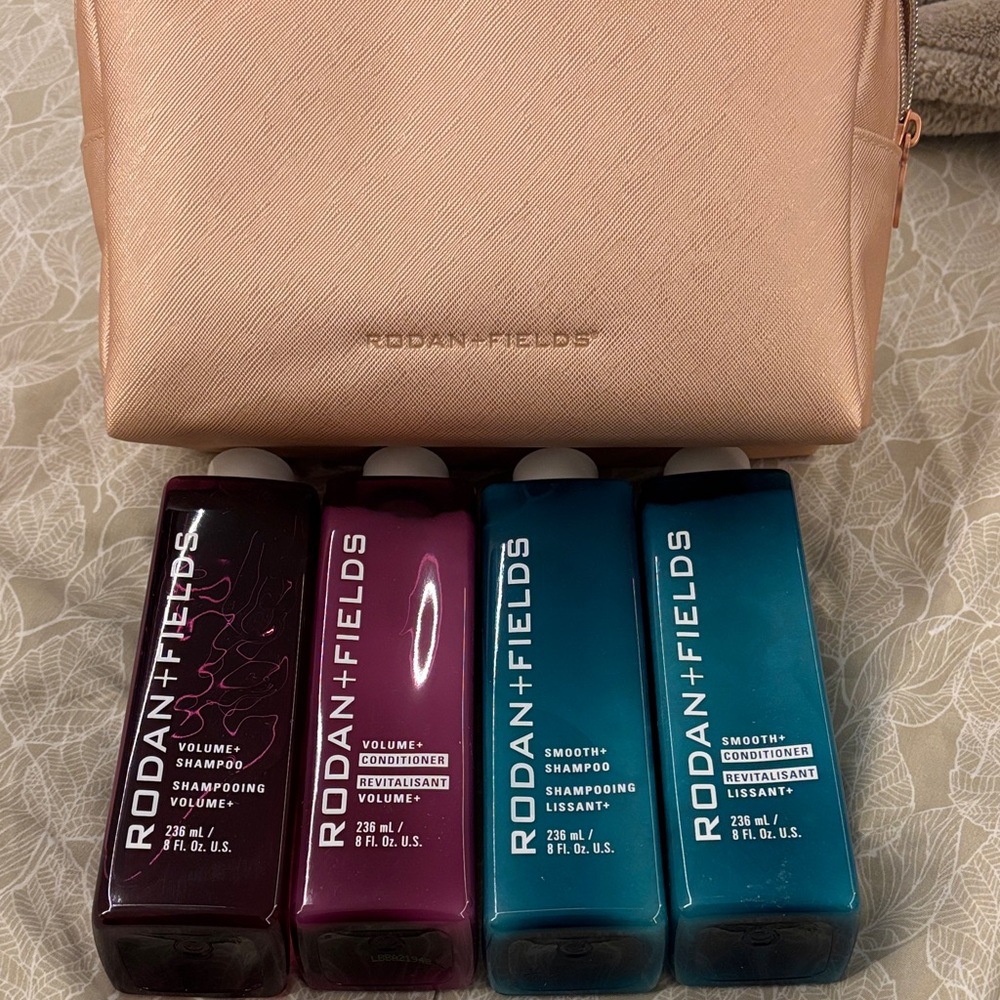 Rodan + Fields Hair Care Set with Rose Gold Bag